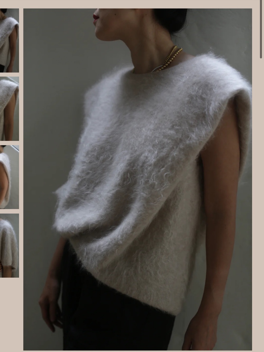 LAN Jaenicke Salento Sandstone Sweater Brushed Cashmere Short Sleeve Tee Vest